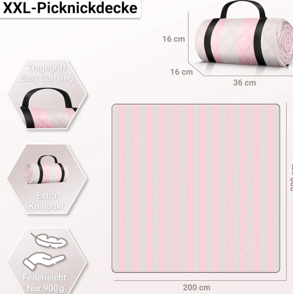 HOEL Picknickdecke Rosa-Ivory