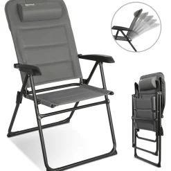 HOMECALL Campingstuhl Gartenstuhl Klappbar, Textilene gepolstert mit Quick-Dry-Schaum, 5 fach Verstellbarer Rückenlehne, bis 150kg