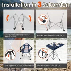 HOMECALL Campingstuhl Stühleschaukelstuhl Faltbare Hängestuhl (Biz 180 KG, mit verstellbarer Rückenlehne, Lordosenstütze und Kopfstütze), Dunkelblau