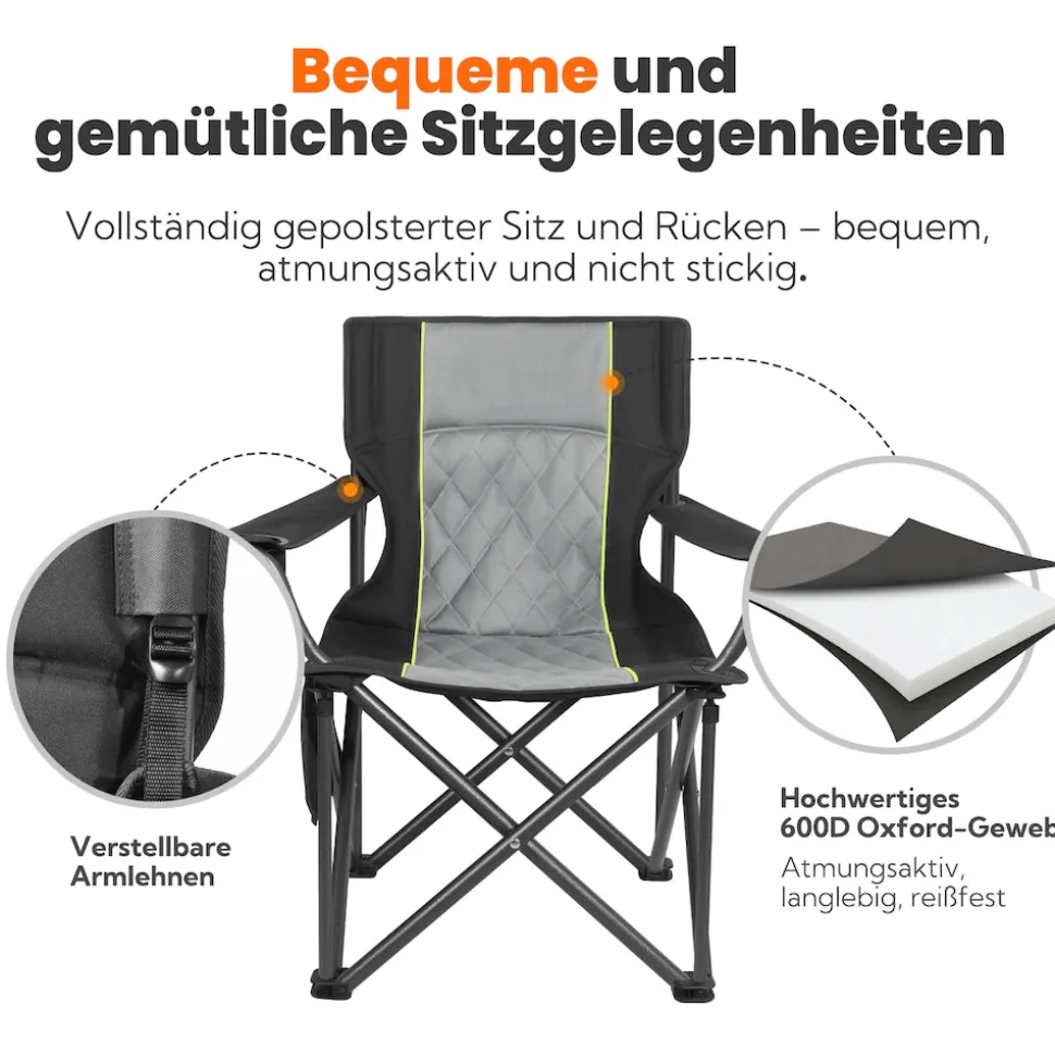 HOMECALL Campingstuhl XXL Klappstuhl, bis 360 KG Belastbar