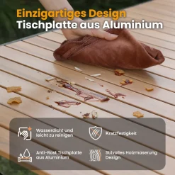 HOMECALL Klapptisch Campingtisch Balkontisch Gartentisch, Alumininum, bis 100kg, für 2-6 Personen