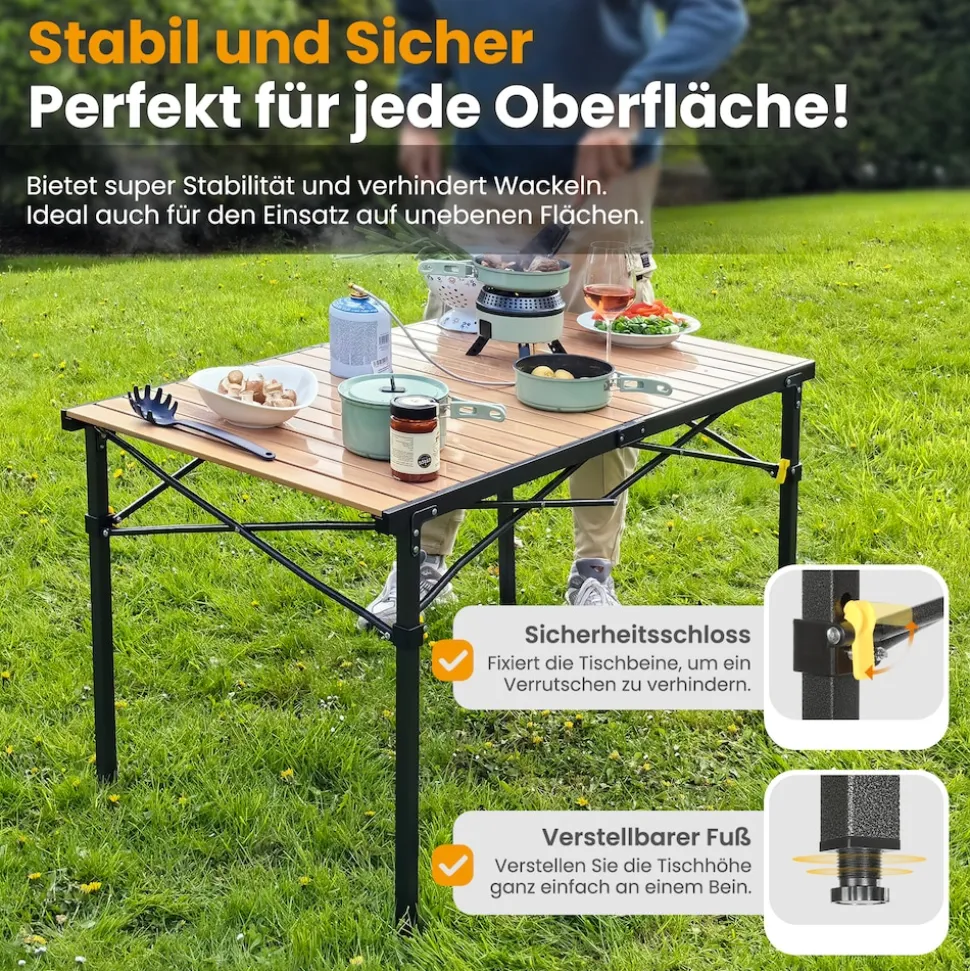 HOMECALL Klapptisch Campingtisch Balkontisch Gartentisch, Alumininum, bis 100kg, für 2-6 Personen