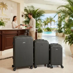 HOME DELUXE Reisekoffer Set VAYA – 3-teilig, Schwarz