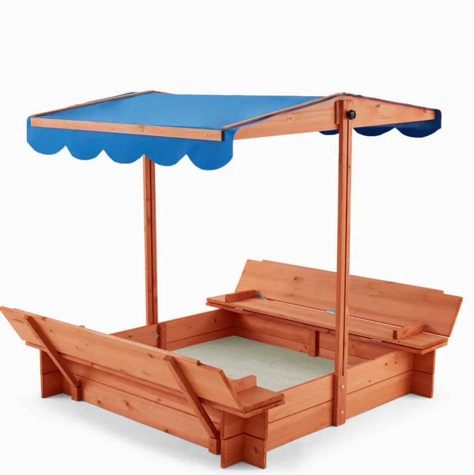 HOME DELUXE Sandkasten mit Sonnensegel BUDDELKISTE - 110 x 110 cm