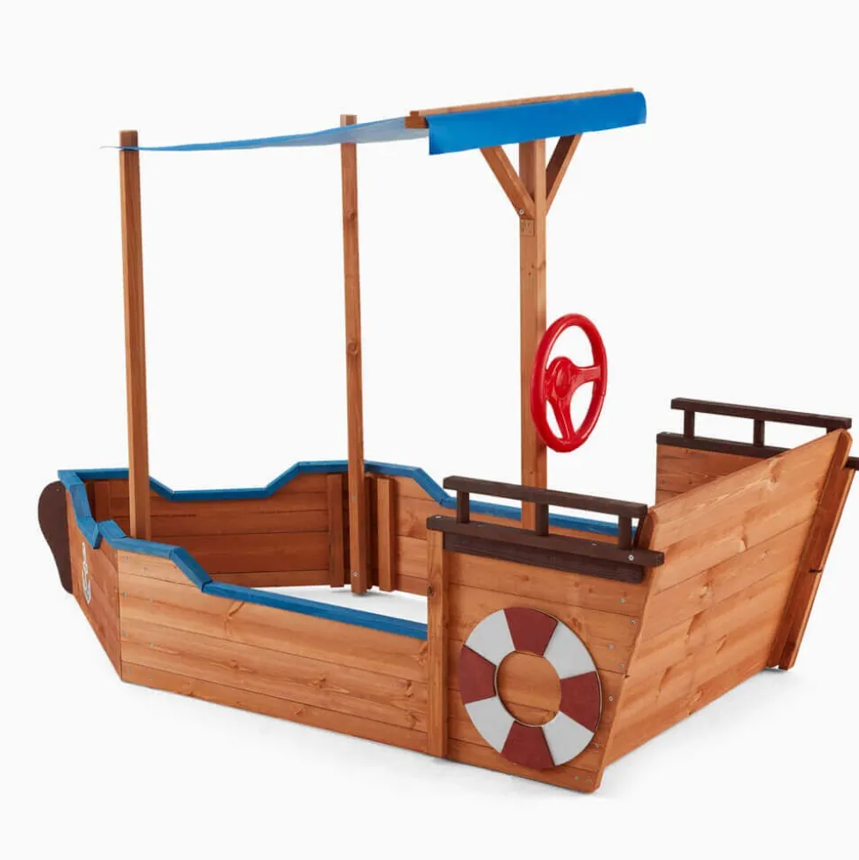 HOME DELUXE Sandkasten Schiffsoptik mit Bank MATSCHEKISTE - 160 x 78 cm