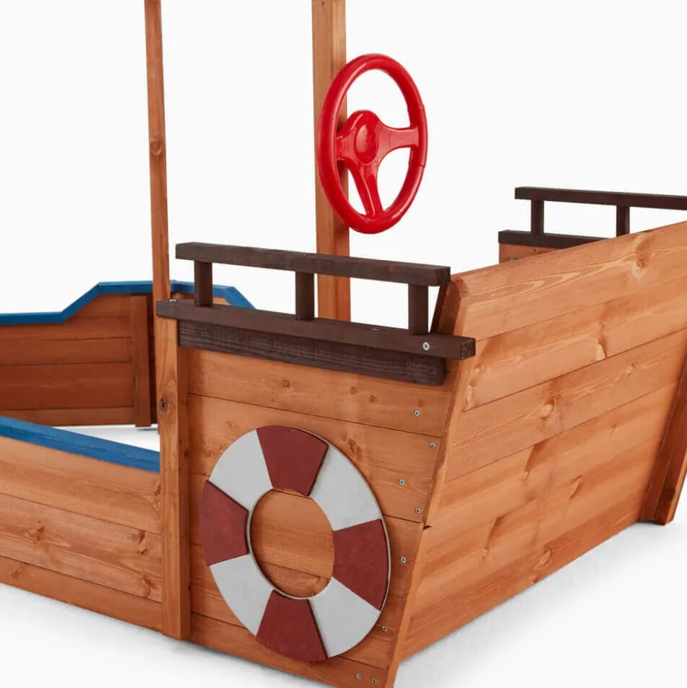 HOME DELUXE Sandkasten Schiffsoptik mit Bank MATSCHEKISTE - 160 x 78 cm