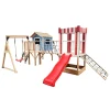 HOME DELUXE Spielpark inkl. Schaukel und Rutsche WUNDERLAND Rot - 555 x 340 cm