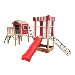 HOME DELUXE Spielpark inkl. Schaukel und Rutsche WUNDERLAND Rot - 555 x 340 cm