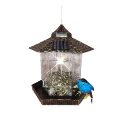 HTI-Living Vogelfutterhaus Nessa Metallic Gold mit Solarpanel