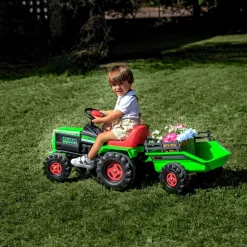 INJUSA Elektrotraktor Basic für Kinder ab 1-3 Jahren – 6V Elektro-Traktor mit Anhänger – Kindertraktor mit Gaspedal, Licht & Sound – Höchstgeschwindigkeit 2-3 km/h
