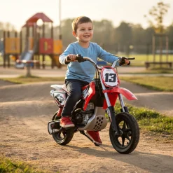 INJUSA Red Fighter Moto Cross Elektromotorrad für Kinder (6-10 Jahre) – 24V Elektro-Motorrad bis 11 km/h