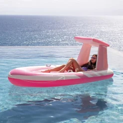 INTEX 57804EU - Luftmatratze - Pink Paradise Boat (244x97x114cm) mit Haltegriffen und Getränkehaltern