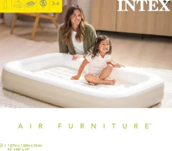 INTEX Kinder Luftbett KidzTravel mit Pumpe und Tasche Reisebett 107x168 Matratze beige