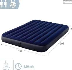 INTEX Luftbett DuraBeam Classic Queen 152x203 cm mit Pumpe & Kissen Set