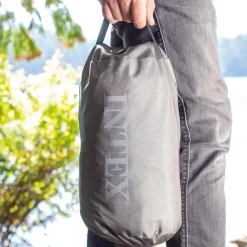 INTEX 64011 - Luftbett - Twin Dura-Beam Truaire inkl. USB-Luftpumpe (blau, 99x191x22cm) Luftmatratze Campingbett