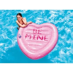 INTEX Luftmatratze Candy Heart Island Herzform 145x142cm Aufblasbar Pool