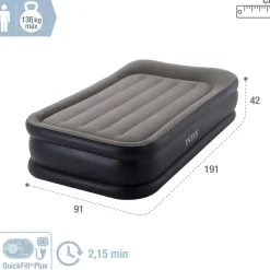 INTEX 64132ND Luftbett DuraBeam Deluxe Pillow Twin 99x191x42cm integrierte Pumpe