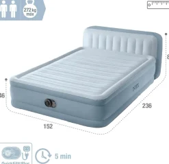 INTEX 64450ND Luftbett DuraBeam Headboard Queen 236x152x86cm mit Pumpe Gästebett