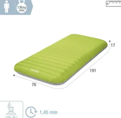 INTEX 64097NP - Luftbett - Dura-Beam Truaire inkl. USB-Luftpumpe (grün, 76x191x17cm) Luftmatratze Campingbett
