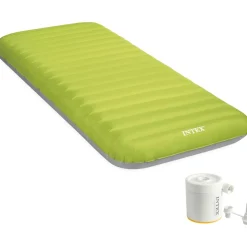 INTEX 64097NP - Luftbett - Dura-Beam Truaire inkl. USB-Luftpumpe (grün, 76x191x17cm) Luftmatratze Campingbett