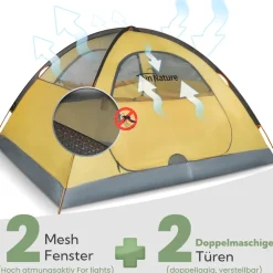 JOIN NATURE Kuppelzelt Campingzelt, Doppellagiges, Ultraleicht, für 4 Personen