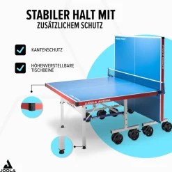 JOOLA Outdoor Tischtennisplatte Aluterna - Profi Tischtennistisch 6 MM Aluminium - Oberfläche Wetterfest - Klappbares Untergestell