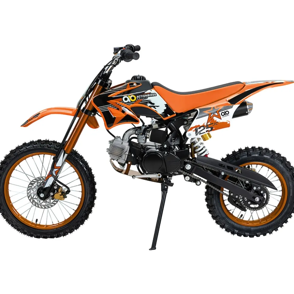 Jugend-Crossbike JC125, Benzin-Jugendmotorrad, 125 ccm, 17/14-Reifen, 4-Takt-Motor, 80 km/h, ab 14 J. (Orange)