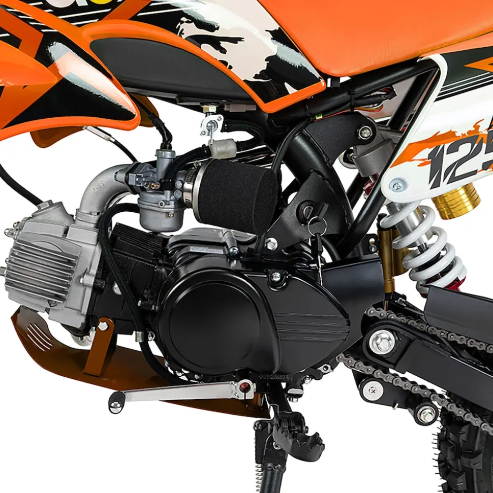 Jugend-Crossbike JC125, Benzin-Jugendmotorrad, 125 ccm, 17/14-Reifen, 4-Takt-Motor, 80 km/h, ab 14 J. (Orange)