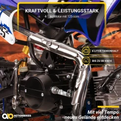 Jugend-Crossbike JC125, Benzin-Jugendmotorrad, 125 ccm, 17/14-Reifen, 4-Takt-Motor, 80 km/h, ab 14 J. (Orange)