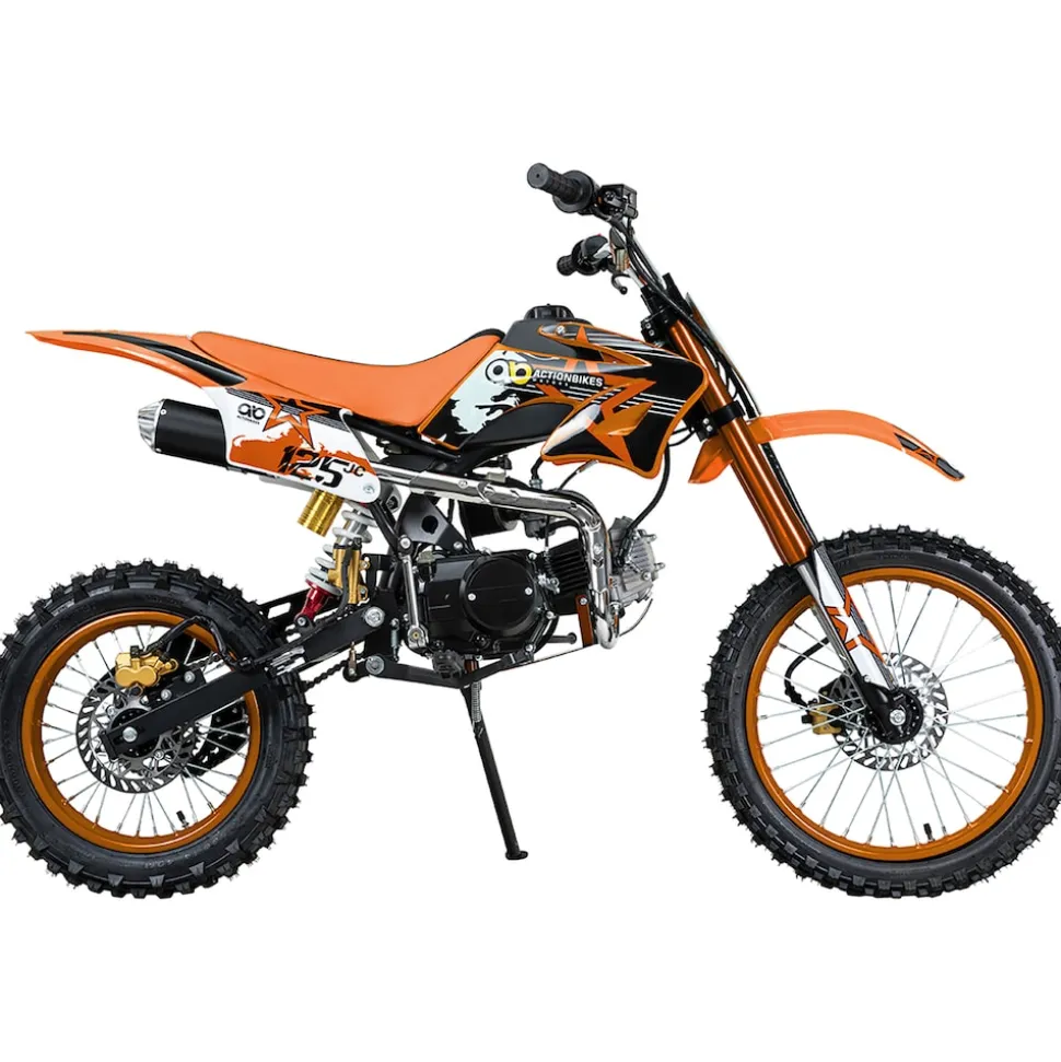 Jugend-Crossbike JC125, Benzin-Jugendmotorrad, 125 ccm, 17/14-Reifen, 4-Takt-Motor, 80 km/h, ab 14 J. (Orange)