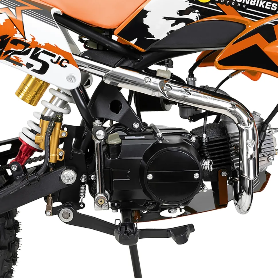 Jugend-Crossbike JC125, Benzin-Jugendmotorrad, 125 ccm, 17/14-Reifen, 4-Takt-Motor, 80 km/h, ab 14 J. (Orange)