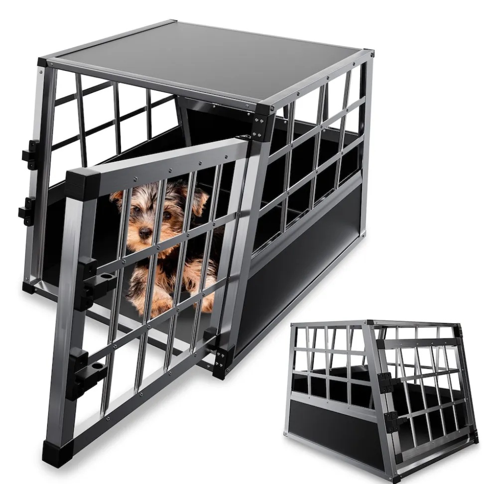 Juskys Alu Hundetransportbox M - 69×54×50 cm verschließbar & pflegeleicht - Hundebox für Hunde