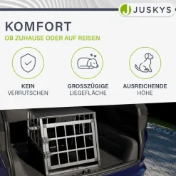 Juskys Alu Hundetransportbox M - 69×54×50 cm verschließbar & pflegeleicht - Hundebox für Hunde