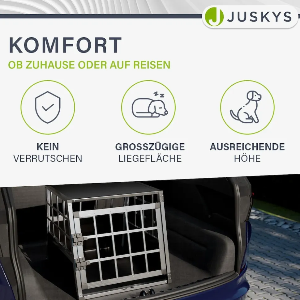 Juskys Alu Hundetransportbox M - 69×54×50 cm verschließbar & pflegeleicht - Hundebox für Hunde