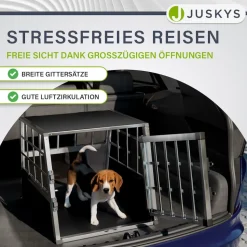 Juskys Alu Hundetransportbox M - 69×54×50 cm verschließbar & pflegeleicht - Hundebox für Hunde