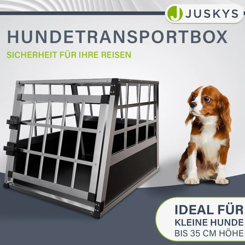 Juskys Alu Hundetransportbox M - 69×54×50 cm verschließbar & pflegeleicht - Hundebox für Hunde