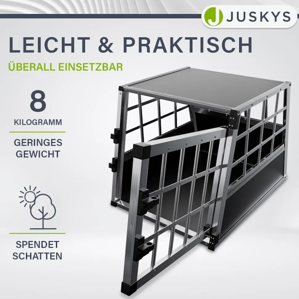 Juskys Alu Hundetransportbox M - 69×54×50 cm verschließbar & pflegeleicht - Hundebox für Hunde