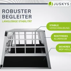 Juskys Alu Hundetransportbox M - 69×54×50 cm verschließbar & pflegeleicht - Hundebox für Hunde