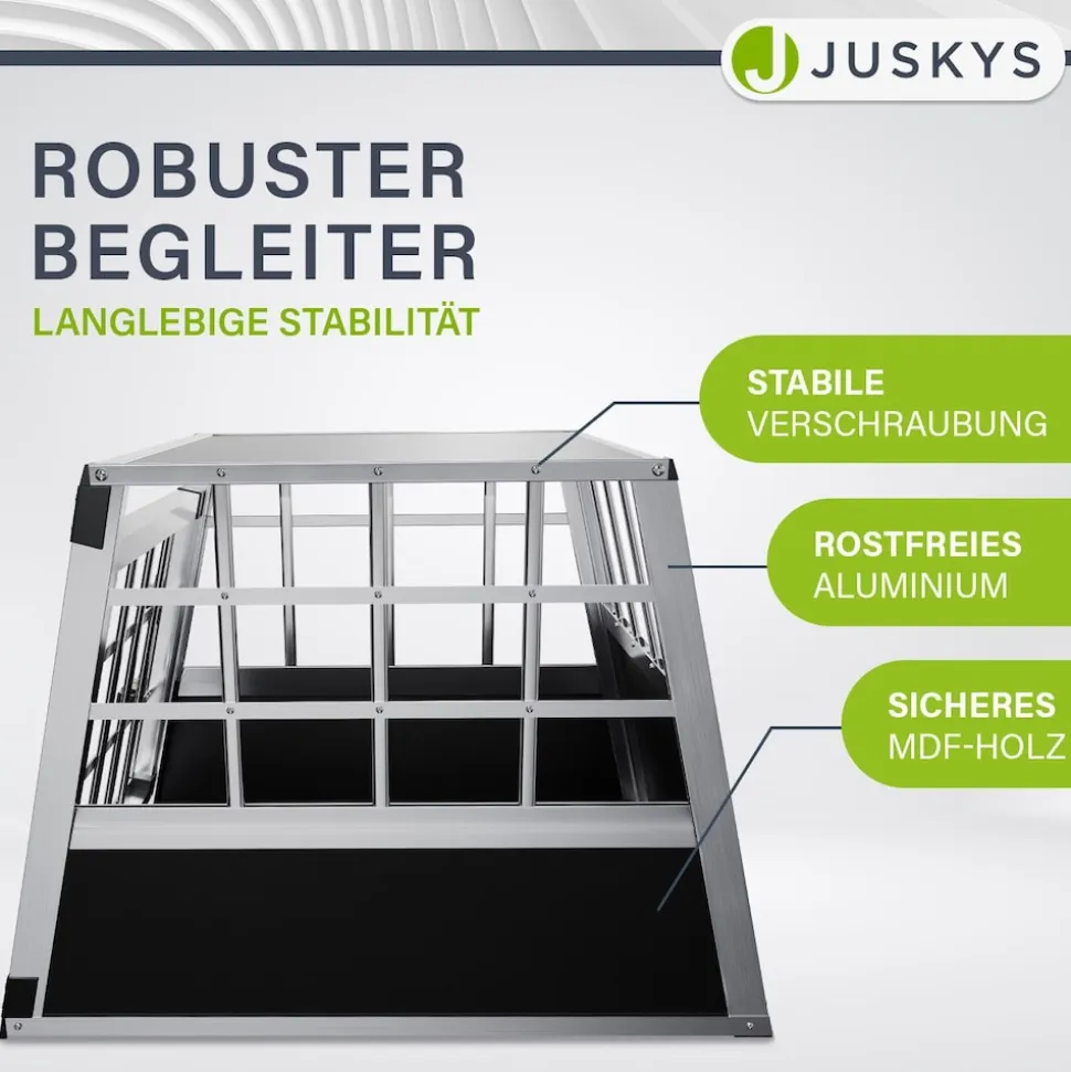 Juskys Alu Hundetransportbox M - 69×54×50 cm verschließbar & pflegeleicht - Hundebox für Hunde