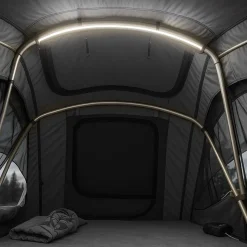 Juskys Autodachzelt Lago 120 x 210 cm - LED-Beleuchtung & Leiter - Schwarz / Grau