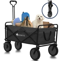 Juskys Bollerwagen 100 kg Tragkraft - Transportwagen faltbar - Einkaufen & Camping - Schwarz