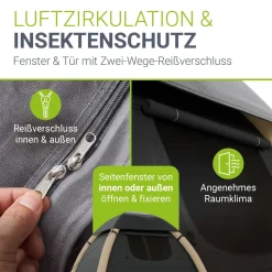 JUSKYS® Campingzelt EasyFlow M - Dunkelgrau/Khaki, aufblasbares Zelt mit Luftpumpe und Zubehör, inkl. LED-Lampe