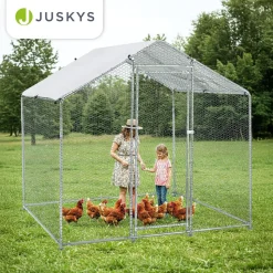 Juskys Freilaufgehege 2x2x2m aus Metall - Freigehege begehbar mit 4 m² Lauffläche, Tür & Riegel