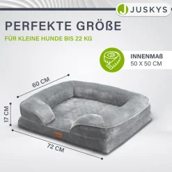Juskys Hundebett Sheena M - 72 x 60 cm - orthopädisch & flauschig - Bezug abnehmbar & waschbar