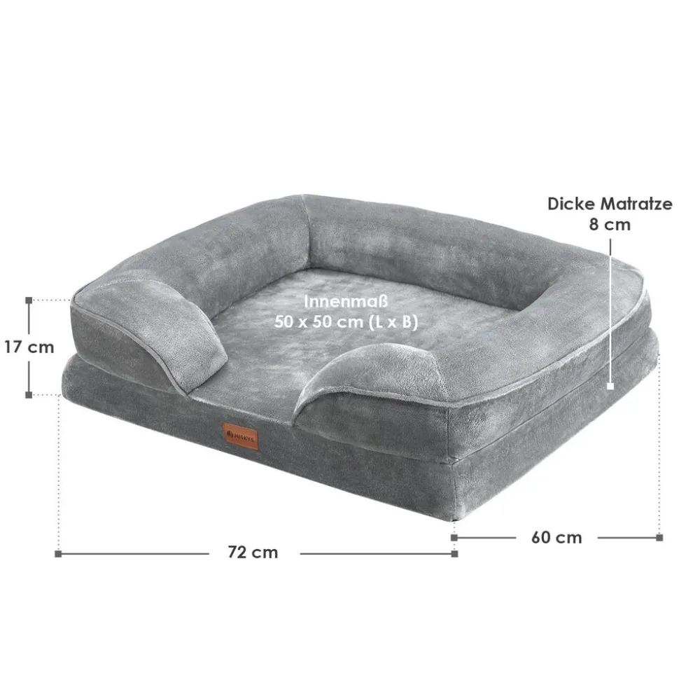 Juskys Hundebett Sheena M - 72 x 60 cm - orthopädisch & flauschig - Bezug abnehmbar & waschbar