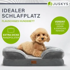 Juskys Hundebett Sheena M - 72 x 60 cm - orthopädisch & flauschig - Bezug abnehmbar & waschbar