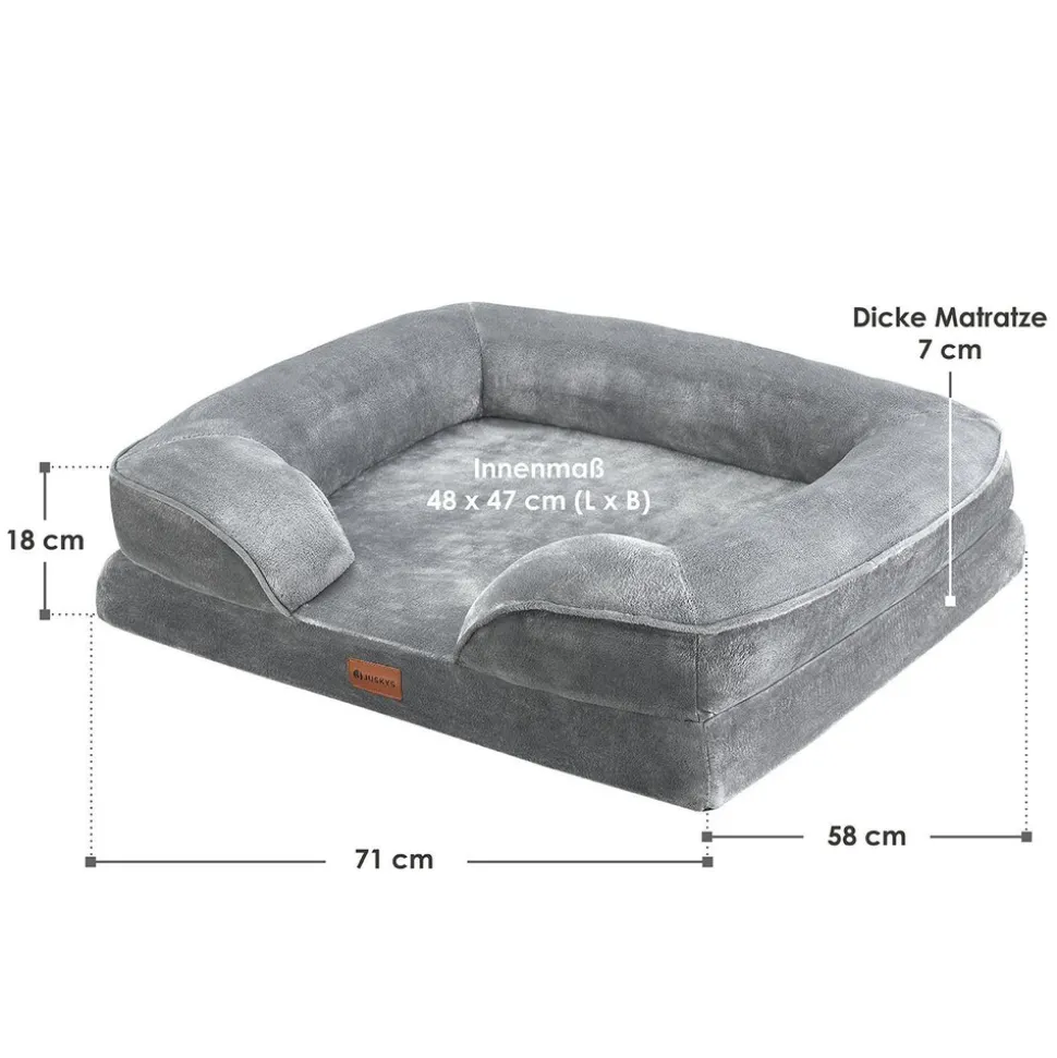 Juskys Hundebett Sheena M - 72 x 60 cm - orthopädisch & flauschig - Bezug abnehmbar & waschbar
