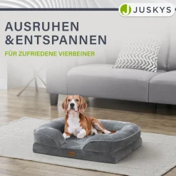 Juskys Hundebett Sheena M - 72 x 60 cm - orthopädisch & flauschig - Bezug abnehmbar & waschbar