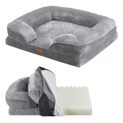 Juskys Hundebett Sheena M - 72 x 60 cm - orthopädisch & flauschig - Bezug abnehmbar & waschbar