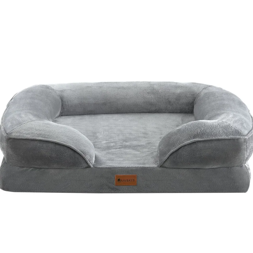 Juskys Hundebett Sheena M - 72 x 60 cm - orthopädisch & flauschig - Bezug abnehmbar & waschbar